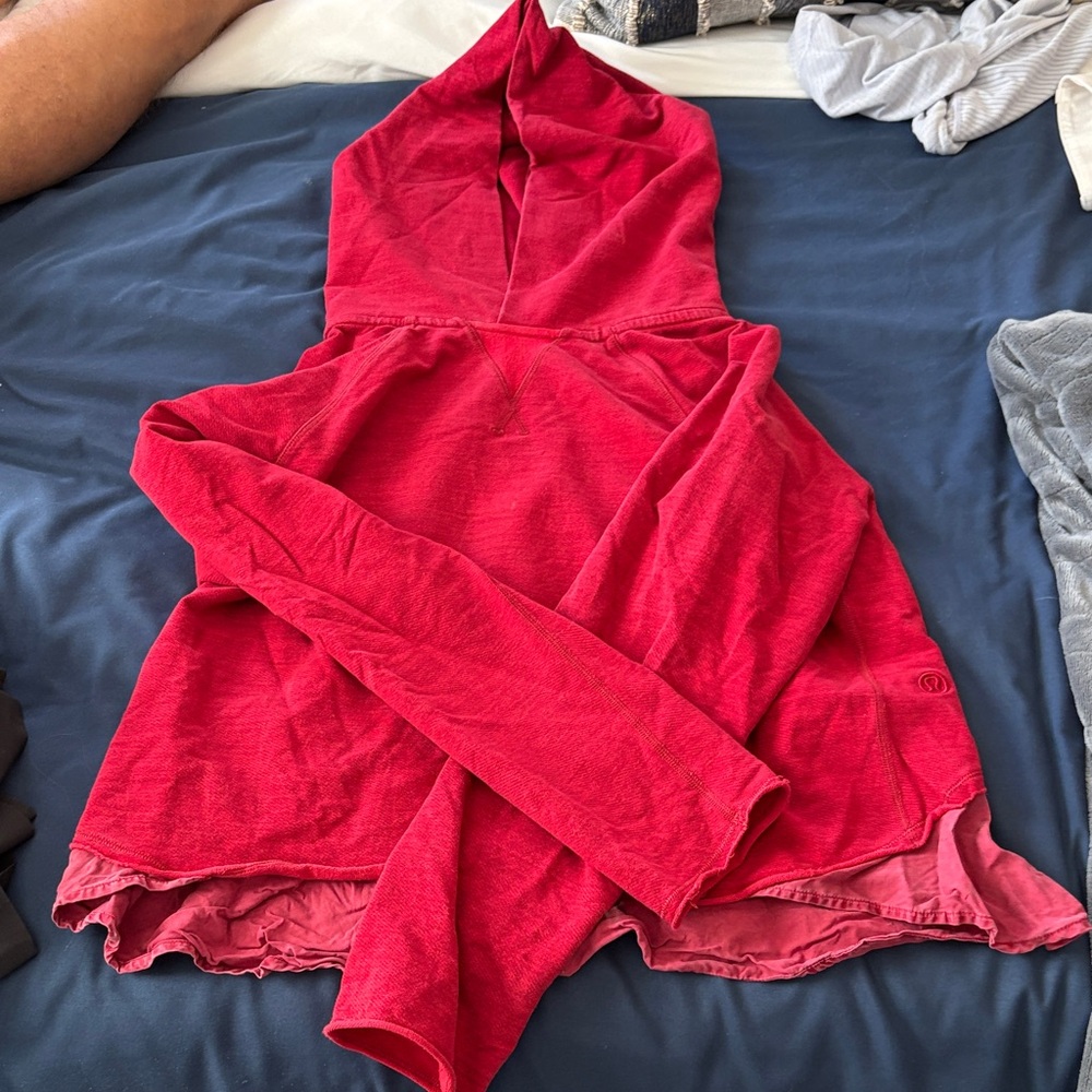 lululemon athletica Red Hooded Pullover Sweater
